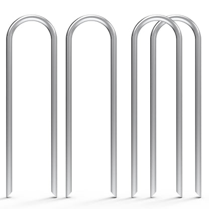 MySit 6 Inch 50 Pack U Shaped Garden Stakes, Heavy Duty 11 Gauge Galvanized Drip Irrigation Stakes Landscape Staples for 1/2" to 1-1/2" Soaker Hose, Weed Barrier, Yard Decorations, Fencing