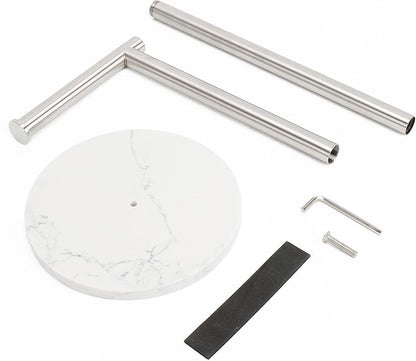 NearMoon Bath Toilet Paper Holder Stand- Modern Tissue Roll Holder Standing with Balanced Base, Rustproof Toilet Roll Holder for Bathroom/Kitchen Countertop (Brushed Nickel, Marble Base)