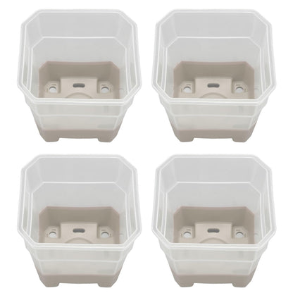 KELFEEAO 20PCS Clear Nursery Pots, 4in Plastic Silicone Seedling Plant Pot with Drainage Holes Square Flower Plant Seed Pot for Vegetables, Indoor Outdoor Use (Gray)