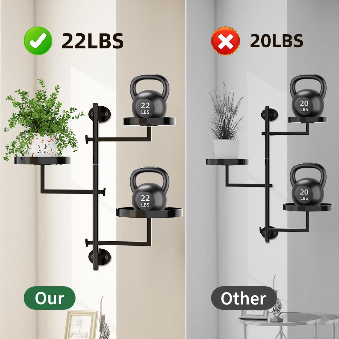 Gaoymsym Rotating Window Plant Shelf Wall Plant Shelf Indoor Metal Plant Stand Window Shelves for Plants 3 Tier Plant Stand Wall Plant Holder Wall Planters for Indoor Plants, Outdoor Plant Stands for Patio, Black