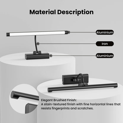Craftersmark 16" Picture Light with 6000mAh Battery - Black Operated Wireless Wall Sconce with Remote & Timer for Paintings, Photos & Frames