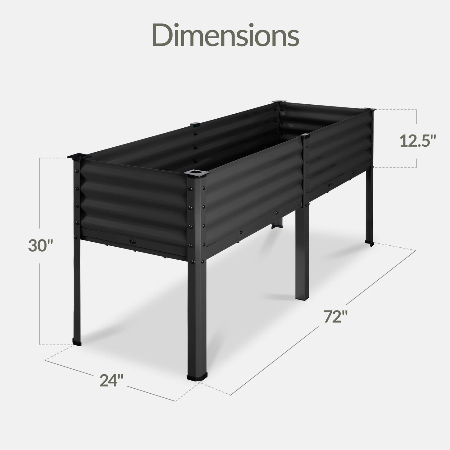 Best Choice Products 72x24x30in Non Toxic Galvanized Raised Garden Bed, Metal Elevated Planter Box, Vegetable Garden, 100% Non Toxic Materials - Charcoal