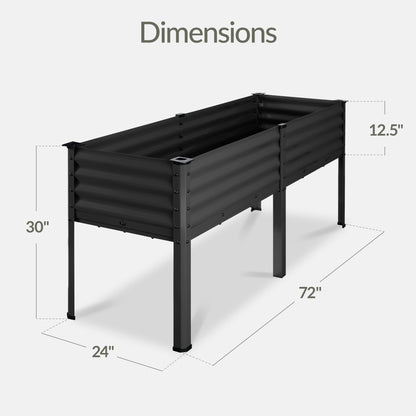 Best Choice Products 72x24x30in Non Toxic Galvanized Raised Garden Bed, Metal Elevated Planter Box, Vegetable Garden, 100% Non Toxic Materials - Charcoal