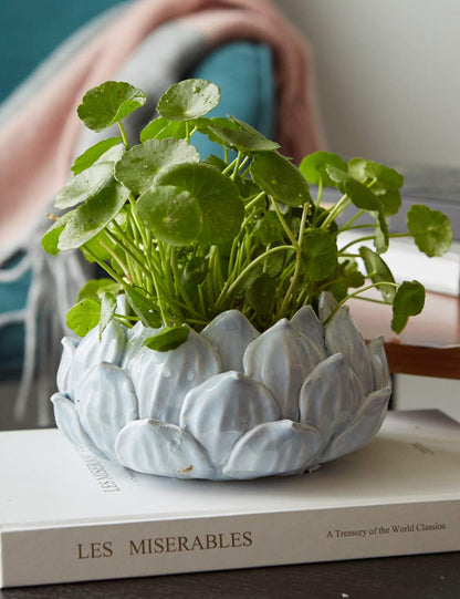 SEINHIJO Indoor Planter Ceramic Succulent Cactus Pot Flower Gift Modern Decor Art for Living Room Office Home Blue 7.1inch