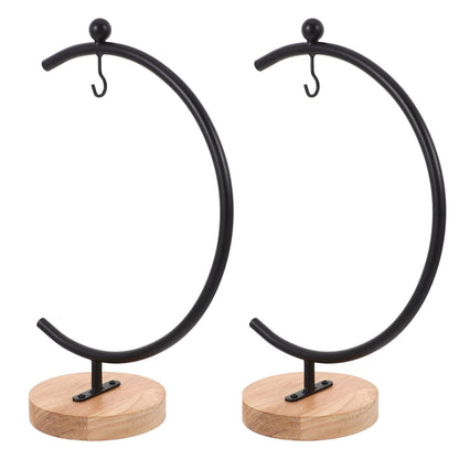 RUNROTOO 2pcs Air Plant Holder Display Stand - Metal Wire Hanging Hook Rack - Planter Terrarium Support for Glass Ball Ornament Home Living Room Office Wedding Decor