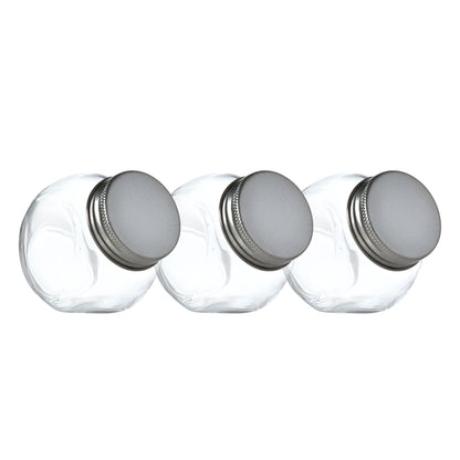 3.4 Ounce Glass Penny Spice Jar with Metal Screw Lid and Removable Shaker Top (Set of 3)