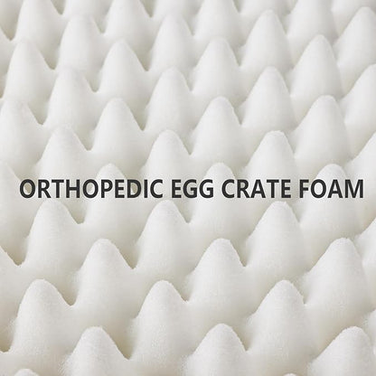 Patas Lague Orthopedic XL Dog Bed Large Sized Dog 42''X28'', Soft Waterproof Egg Crate Foam Large Pet Crate Beds Mat with Removable Washable Cover and Non-Slip Bottom, Black