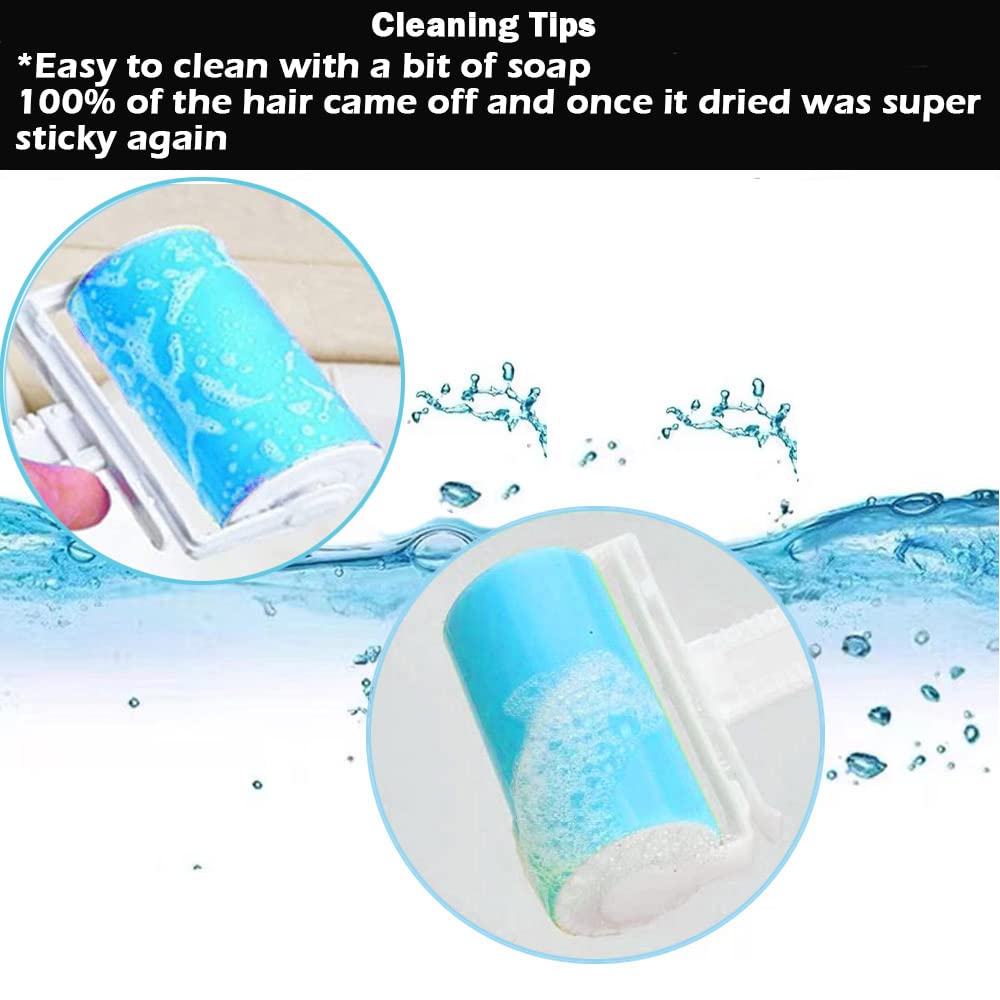 Washable Gel Lint Roller 4 Pack, Reusable Sticky Lint Roller Portable Dog Cat Pet Hair Remover Brush for Clothes, Pet Hairs, Travel Household, Carseats
