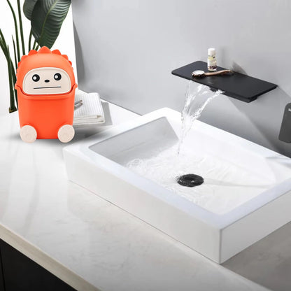 UOIXPUHUO Mini Trash Can with Flip Lid, Cute Monster Desk Trash Garbage Can with 100 Trash Bags, Tiny Wastebasket Trash Can for Car, Home, Office, Kitchen, Tabletop, Bedroom, Bathroom (Orange)