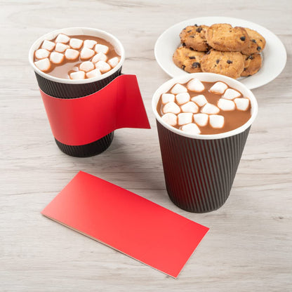 Restaurantware Coffee Cup Sleeves 50 Pack Fits 12, 16, 20 oz Coffee Cups with Handle Disposable Hot Drink Sleeves Secure Grip Heat-Resistant Jacket for Tea, and Beverages
