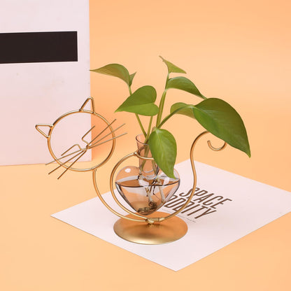 Plant Terrarium Plants Propagation Station Cat Lover Gifts for Women Home Office Decor Cat Desk Accessories