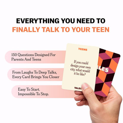 TALES 150 Conversation Cards, Teens Edition, Fun Family Games for Teens, Perfect for Dinners, Road Trips, Classrooms & Game Nights, Gifts & Gatherings, Conversation Starters to Spark Creativity