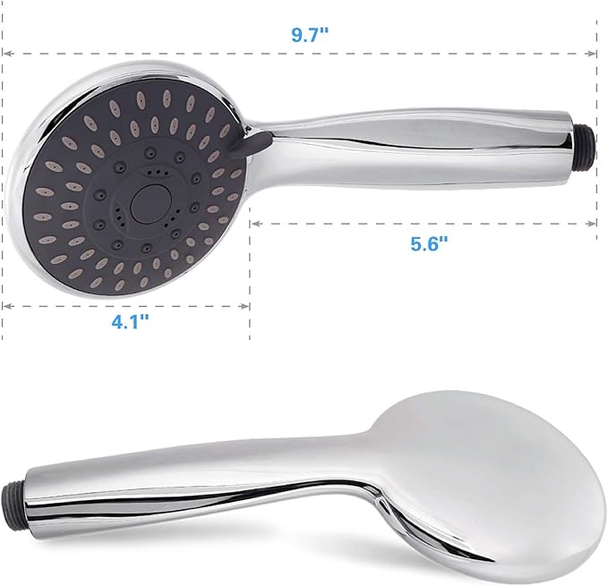 High Pressure Handheld Shower Head Briout 5-Settings Powerful Water Spray Shower Head against Low Pressure Water Flow with Stainless Hose and Adjustable Mount