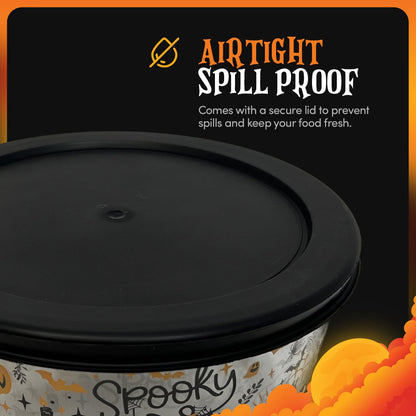 DURA LIVING Halloween Glass Food Storage Containers with Lids | Set of 6 (3 Containers + 3 Lids) 2-Cup | Spooky Design, BPA-Free, Microwave & Dishwasher Safe|Perfect for Meal Prep, Snacks & Leftovers