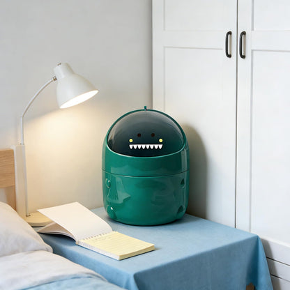 TIE-DailyNec Desktop Trash Can with 90 Trash Bags, Cute Trash Can Creative Waste Basket Storage bin, Plastic Garbage Can for Kitchens Offices Bathrooms Dressing Table (Green)