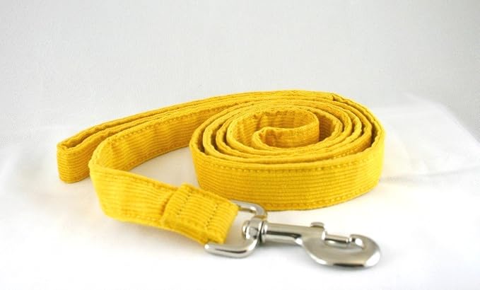 The Good Dog Company Hemp Corduroy Leash - 6 ft (3/4 Inch Width, Marigold)