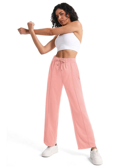 Tapata Women's 30" Inseam Track Pants Elastic Waistband Y2K with Zipper Pockets Dance Studio Sweatpants, Pink, M