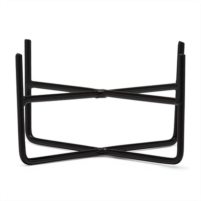 Waggo Simple Solid Dog Bowl and Dog Bowl Stand - Single Iron Stand with Single Ceramic Feeder or Water Bowl (Matte Black, Medium)
