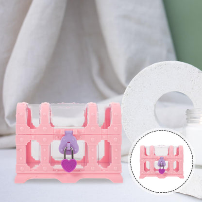 Pirate Treasure Chest, Pink Plastic Jewelry Princess Box Clear Treasure Box with Lock Girls Souvenir Storage Organizer Small Favor Display Container for Girl Boys Keepsake Trinket Gemstone (5.3×4")
