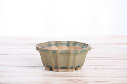 Willow Bonsai Ceramics Flower Design Bonsai Pot 4.5 Inch – Elegant Ceramic Bonsai & Succulent Pot, High‑Fired Frost‑Proof Stoneware with Drainage+Wiring Holes, Handmade USA (Speckled Moss, 4.5inch)