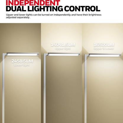 Honeywell 16500LM LED Floor Lamp - 06E Ultra Sunturalux Eye Caring 4000K Natural Daylight Modern Tall Reading Lamp, 160W Dual Light Source Dimmable Standing Light for Home Office Living Room Bedroom
