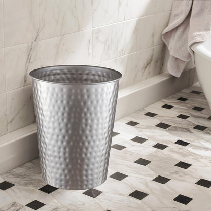 Monarch Abode Metal Bathroom Trash Can – Waste Basket for Bedroom, Office Desk, & Dorm, Hand Hammered, Durable Decorative Pewter Small Trash Can Bathroom Garbage Bin Wastebasket
