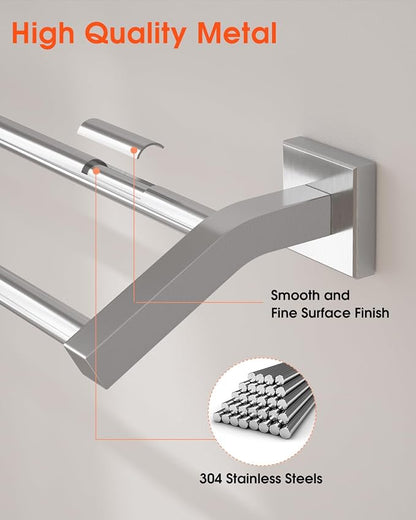 Alise Bath Double Towel Bars 16 Inch Towel Racks for Bathroom,Useable Length 14.9 Inch Wall Mount Towel Holder Heavy Duty SUS304 Stainless Steel Towel Hanger Towel Rail,Brushed Nickel