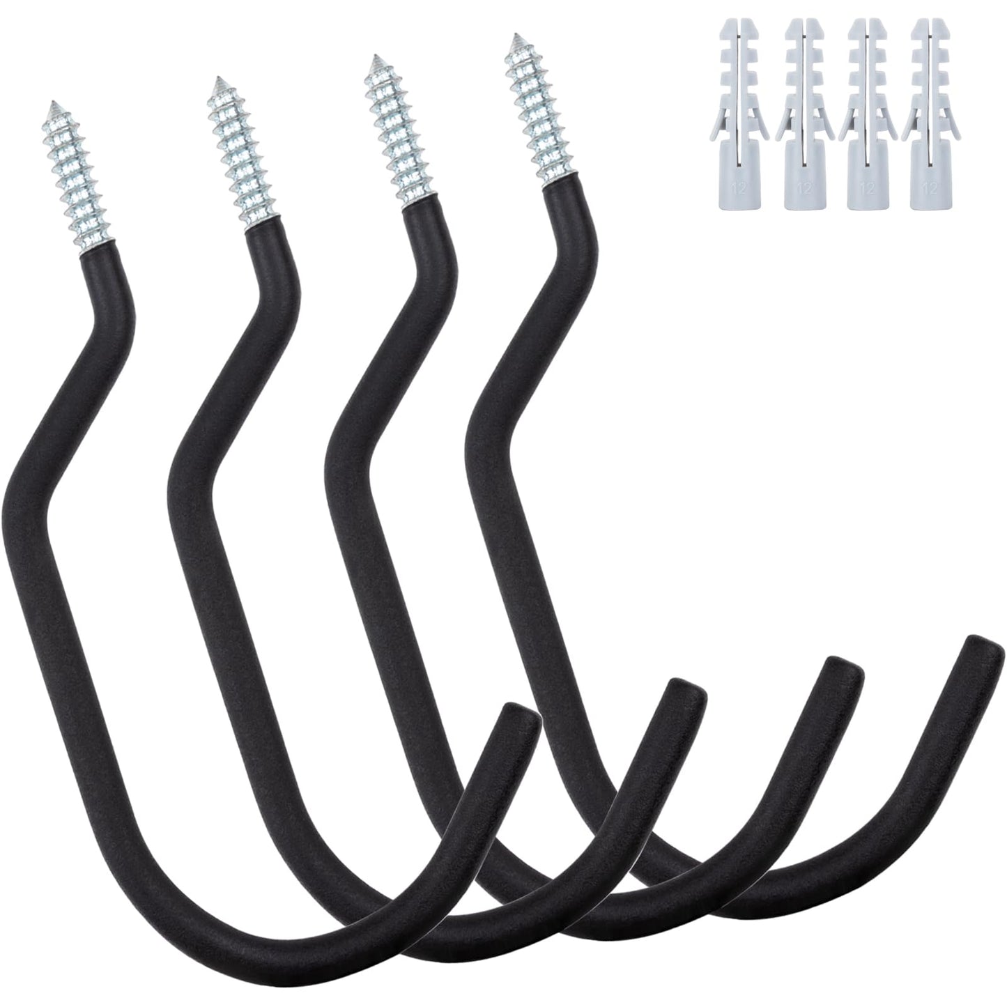 KURUI 9 in Mountain Bike Hooks for Garage Ceiling, Heavy Duty Bicycle Hangers for Hanging, Large Screw Hooks for Garage Ceiling Wall, No Drill Ceiling Hooks for Hanging Outdoor String Lights Plants