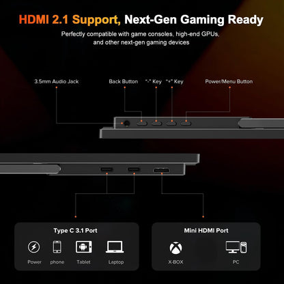 UPERFECT 2.5K 240Hz QLED Portable Monitor, 16" 2560x1600 QHD 100% DCI-P3 400 Nits Portable Gaming Monitor w/Stand & VESA, Adaptive Sync HDMI 2.1 External Screen for Laptop PC Phone Game Console