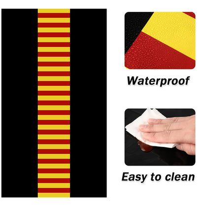 Oudain 3 Pcs Wizard Tablecloth 54 x 108 Inches Plastic Black Table Cover Red Golden Tablecloth Disposable Magical Party Supplies for Halloween Witch Birthday Party Decoration (Black Stripes)
