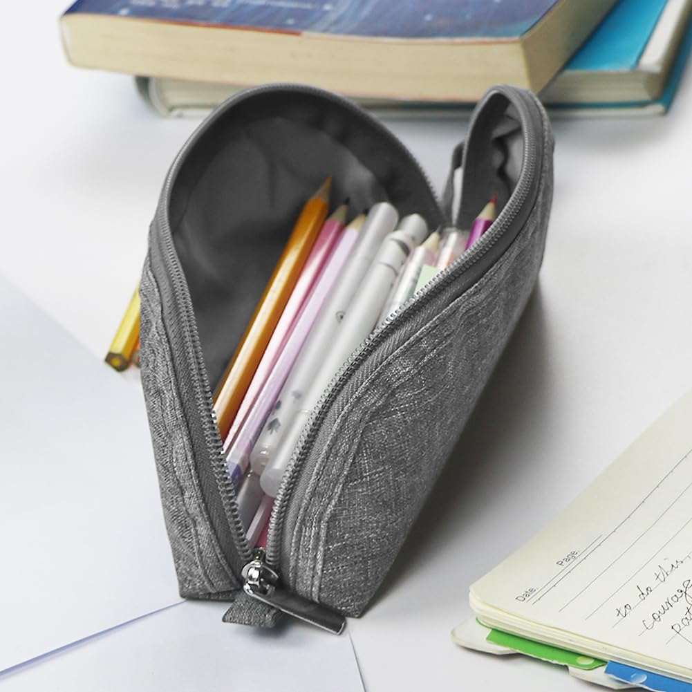 Gloppie Pencil Pouch - Practical Pencil Case, Aesthetic Simple Pencil Bag, Small Pen Holder, Back to School Supplies for Girls Boys, Grey