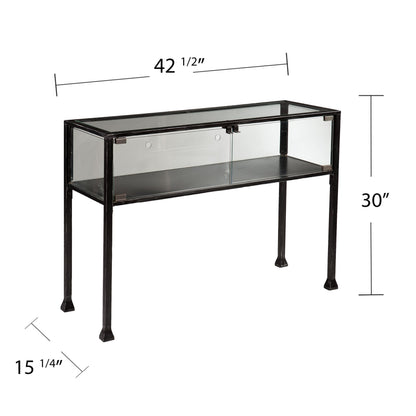 SEI Furniture - Terrarium Display Console - Transitional Design, Black Finish - Ideal for Entryway, Living Room (CK8863)