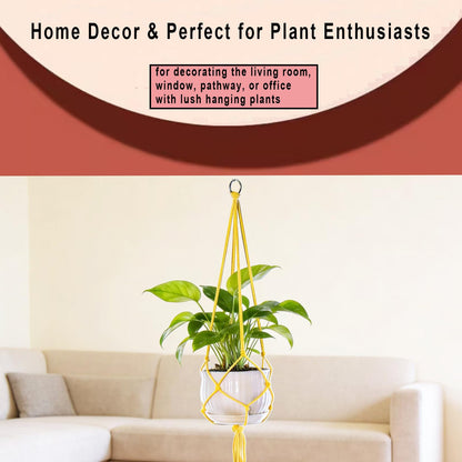 Markeny Macrame Plant Hanger, 4 Pieces Colourful Large Macrame Rope Hangers for Garden Patio Home Decor