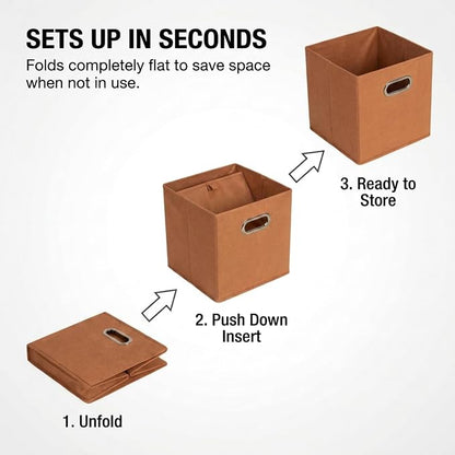 Household Essentials Fabric Storage Bins 6 Piece Set, Terracotta Color