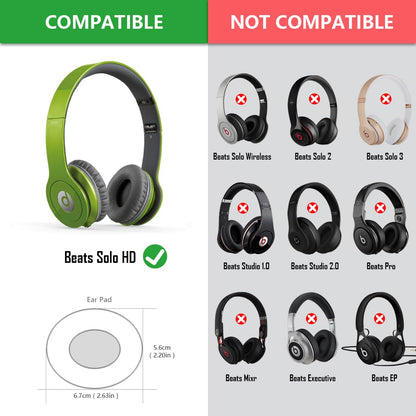Geekria Replacement Ear Pads for Beats Solo HD On-Ear Headphones Ear Cushions (Not Compatible with Other Headphone Models), Repair Parts (Grey)