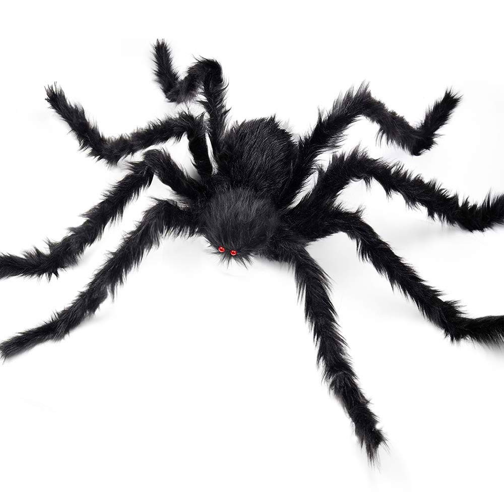 WOBOX Halloween Giant Spider, 3.0FT Large Foldable Spider Fake Hairy Spider Scary Decorations Halloween Spider Outdoor Yard
