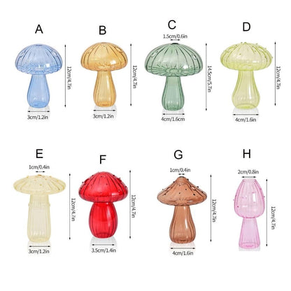 Glass Bud Vases,Cute Mushroom Vase Mini Terrarium Planter for Hydroponics Plants,Flower,Reed Diffuser,Table Centerpiece(A)