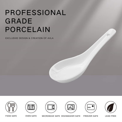 Yopay 24 Pack Soup Spoon Ceramic Asian Ramen Spoons, 5 Inch Small White Porcelain Spoons, Dessert Spoon for Kids Adults Appetizer Wonton Dumpling Miso Pho Macaron, Dishwasher Safe, Oven Safe