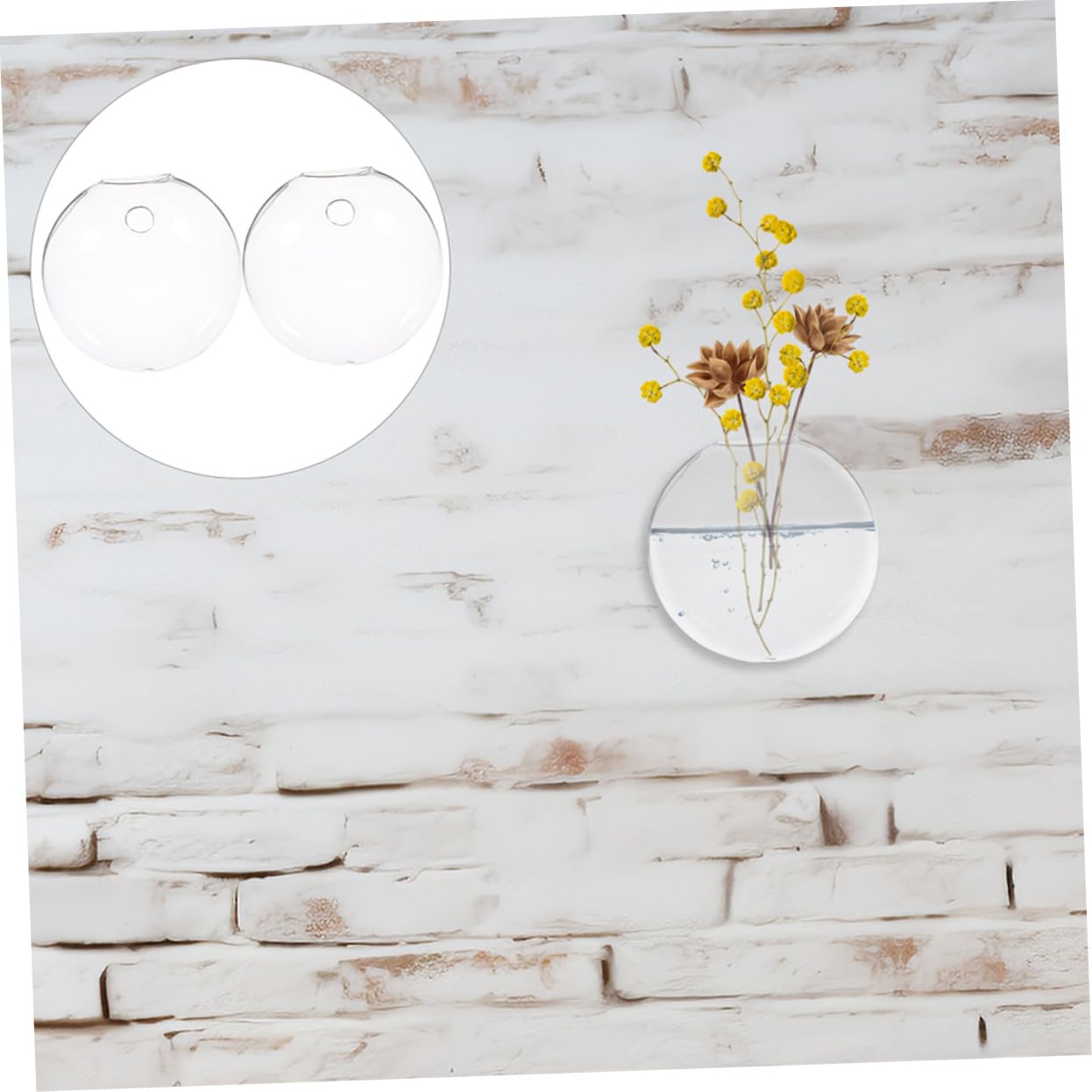 Uonlytech 6pcs Wall Hanging Glass Terrarium Planter Transparent Hydroponic Vase for Indoor Plants Space-Saving Decorative Flower Jars for Home Office Bathroom