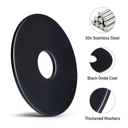 SVLING 40PCS 1/8" x1" Fender Washers, Black Oxide 304 Stainless Steel 18-8, 1/8" ID x 1" OD Hardware Flat Washers for Screws Bolts