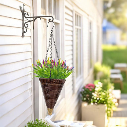 JOYWU Cone Hanging Plant Flower Baskets for Outdoor,2 Pack Artificial Woven Wall Hanging Planter Pots for Garden Plants Flowers,Conical Rattan Vertical Planter Baskets(Not Including Plants)