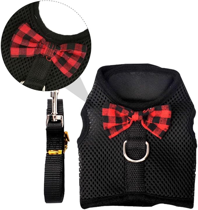 LALAFINA Breathable Mesh Pet Vest Harness Adjustable Chest Strap for Small Animals Rabbits Guinea Pigs Squirrels, Black Medium (Chest 30-34 Cm) Suitable for Outdoor Walking and Training