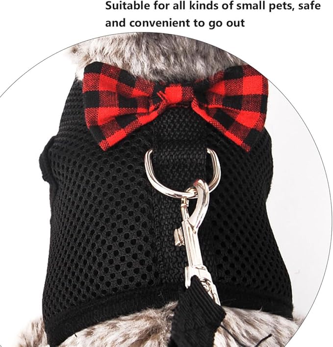 Pet Harness Vest Type Breathable Mesh Chest Strap, Black L Size (35-40cm Chest Girth) for Rabbits, Guinea Pigs, Squirrels Small Animals