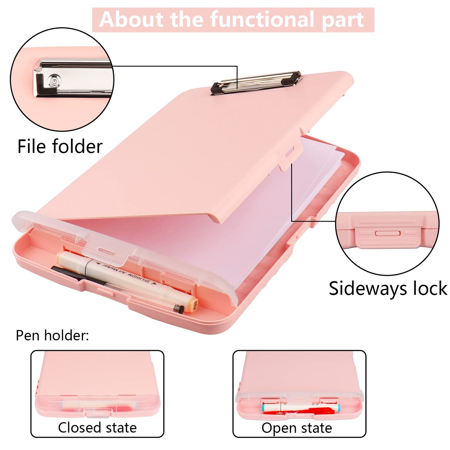 SFLHHDM Plastic Clipboard with Storage, High Capacity Clip Boards 8.5x11 with Storage, Heavy Duty Nursing Clipboard Folder, Cute Clipboards, Letter A4 Size Clipboards with Storage for Teachers, Nurse