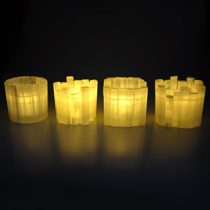 Selenite Candle Holder Natural Cylindrical Tealight Holder