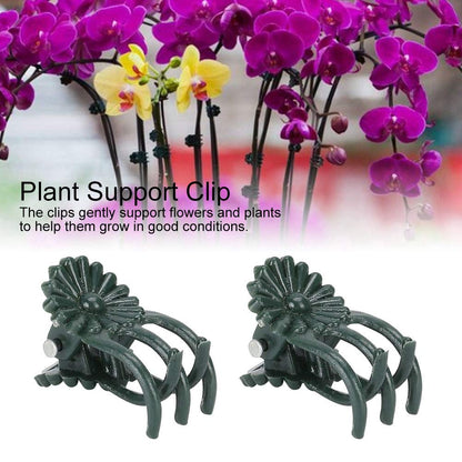 Fdit 200Pcs Plant Clips Orchid Clips Flower Shaped Plant Clip Orchid Stems Fixing Support Supporting Stems Vines to Grow (Green)