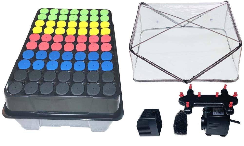 HORTIPOTS Cloning Machine Aeroponic Cloner System 70 Site for Plant Cuttings Using 1.625 inch Neoprene Clone Inserts (1-5/8 inch)