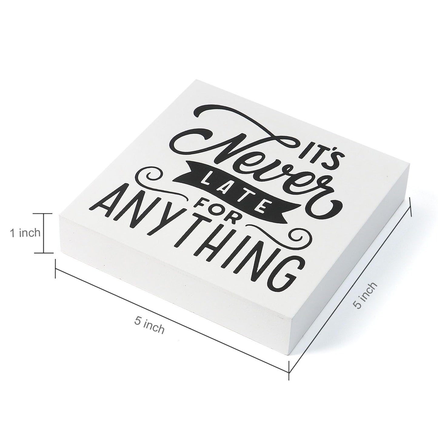 3 Pcs Inspirational Wood Box Sign Set, 5x5 Inches Motivational Quotes Wooden Blocks, Rustic Table Centerpiece Decorations