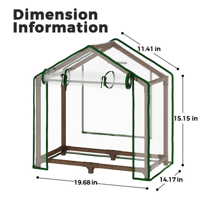 Leaf&Lull Mini Greenhouse Indoor Desktop with Zippered Doors & Roll-up Windows Elevated Bottom Portable Plant Hot House with Durable PE Cover Ventilation Window for Seed Starting&Plant Growth