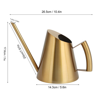 KooingTech Watering Can, 1500ml Stainless Steel Long Spout Watering Cans, Gold Water Can Suitable for Potted Plants, Hanging Plants, and Outdoor Gardens